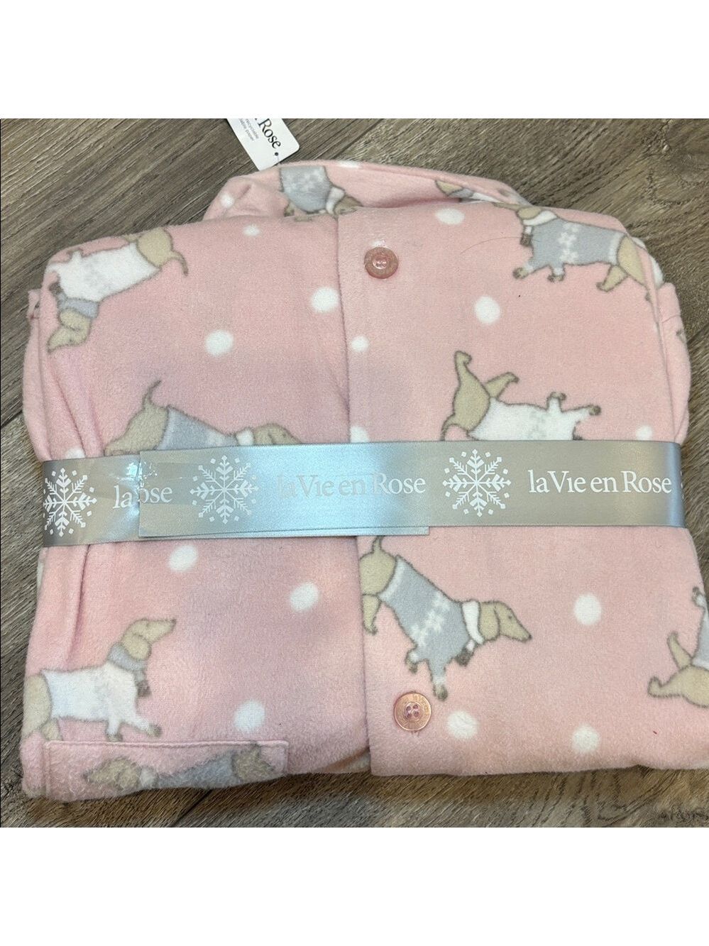 *La Vie en Rose Pink Dachshund Dog Print Fleece Pajama Set NWT S - Picture 4 of 4